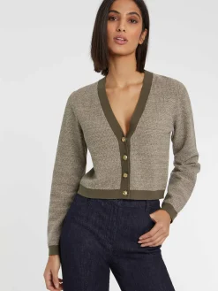 Paule Ka Cardigan A Bouton Bijou En Tweed<Femme Pulls Et Cardigans