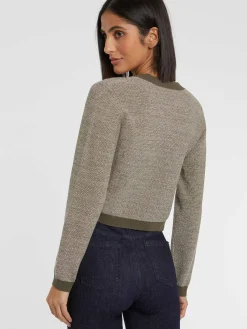 Paule Ka Cardigan A Bouton Bijou En Tweed<Femme Pulls Et Cardigans