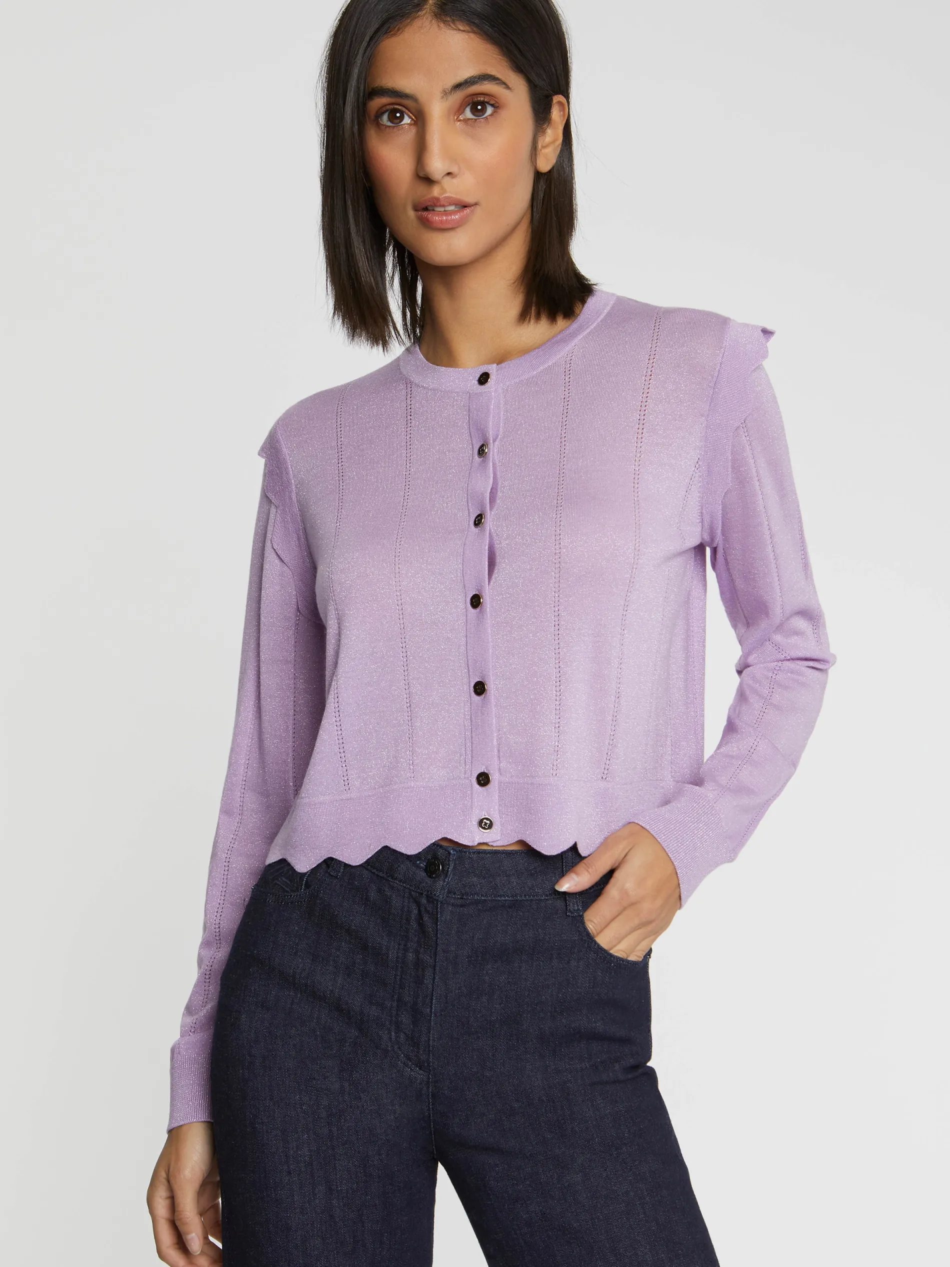 Paule Ka Cardigan Court A Festons En Laine Et Lurex<Femme Pulls Et Cardigans