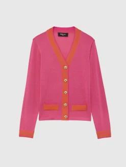 Paule Ka Cardigan En Soie A Boutons Bijou<Femme Pulls Et Cardigans