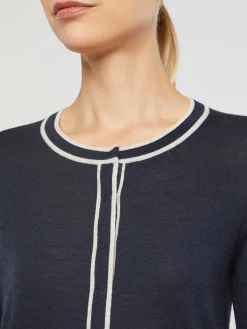 Paule Ka Cardigan Passepoile En Laine Merinos<Femme Pulls Et Cardigans