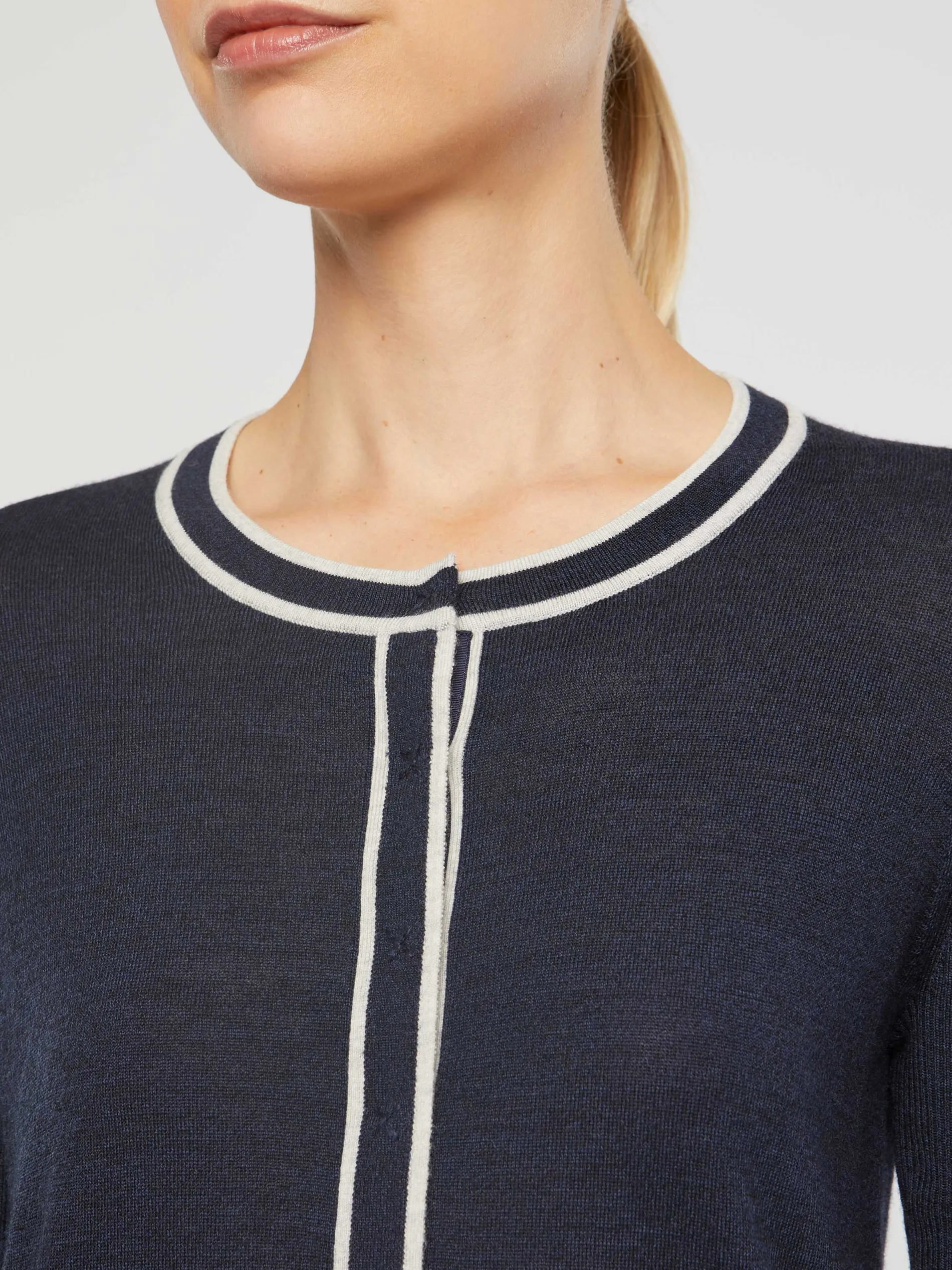 Paule Ka Cardigan Passepoile En Laine Merinos<Femme Pulls Et Cardigans