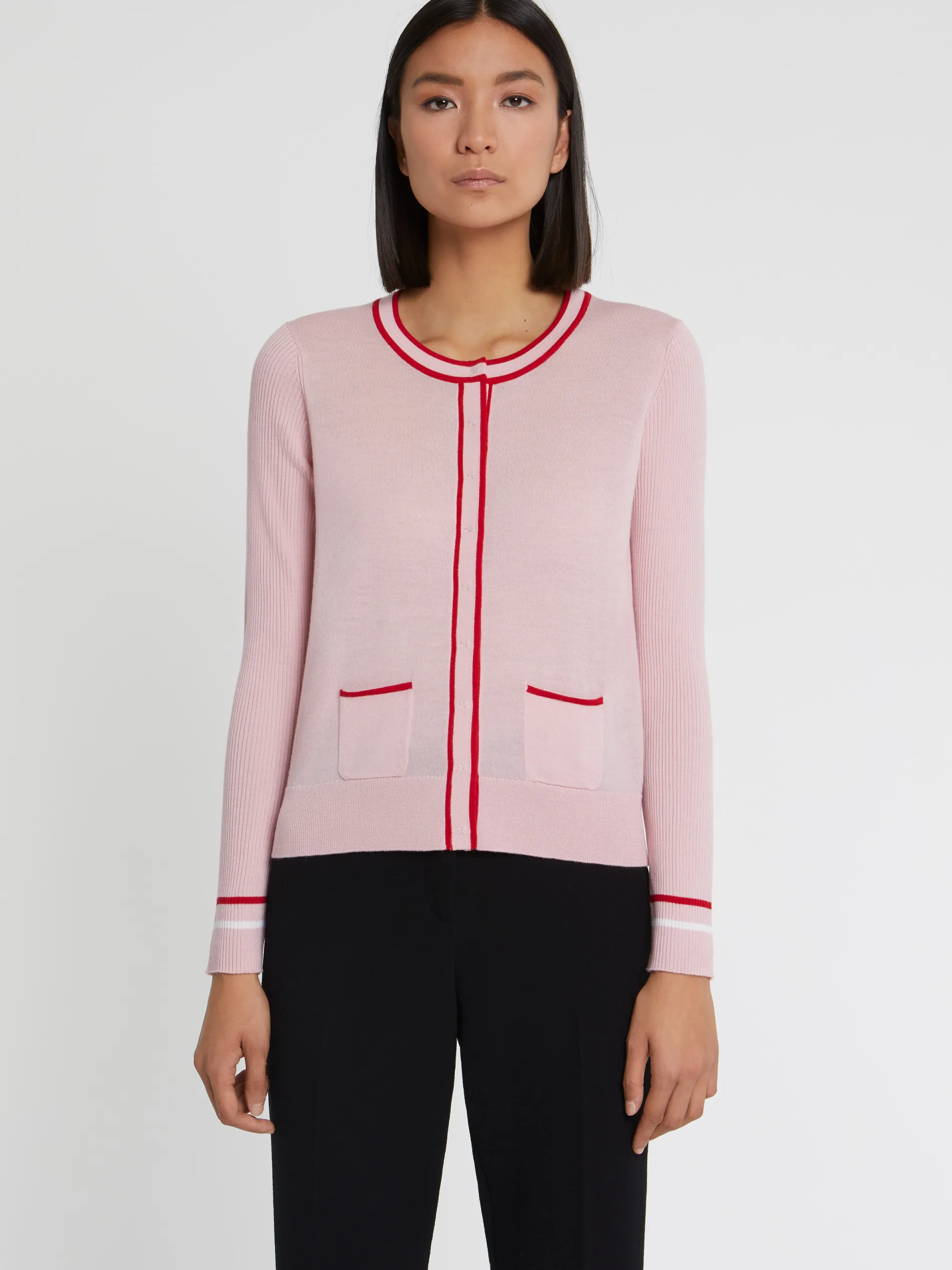 Paule Ka Cardigan Passepoile En Laine Merinos<Femme Pulls Et Cardigans