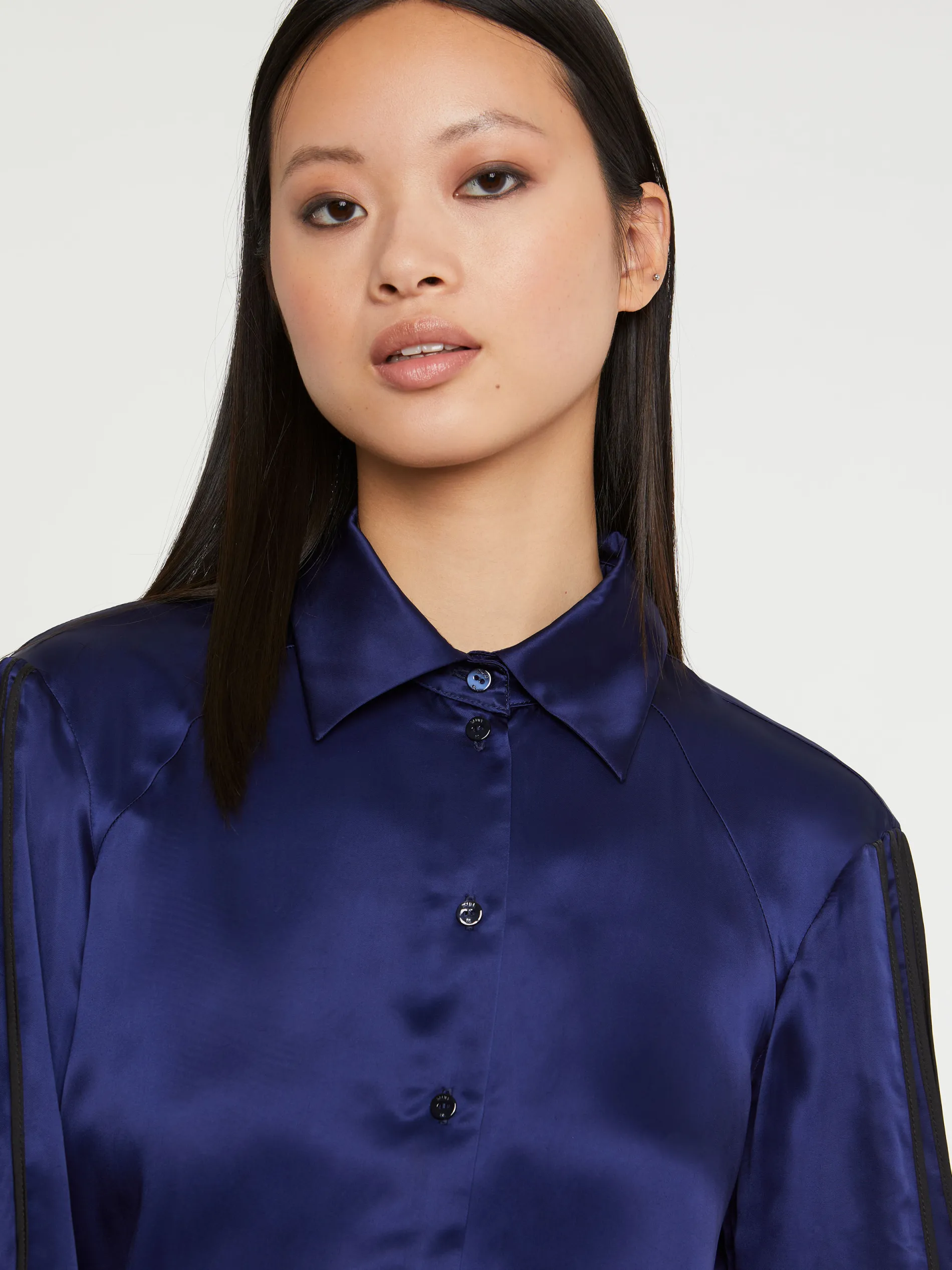 Paule Ka Chemise A Manches Plissees En Satin Fluide<Femme Tops