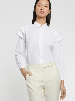 Paule Ka Chemisier A Manches Epaulees En Popeline De Coton<Femme Tops