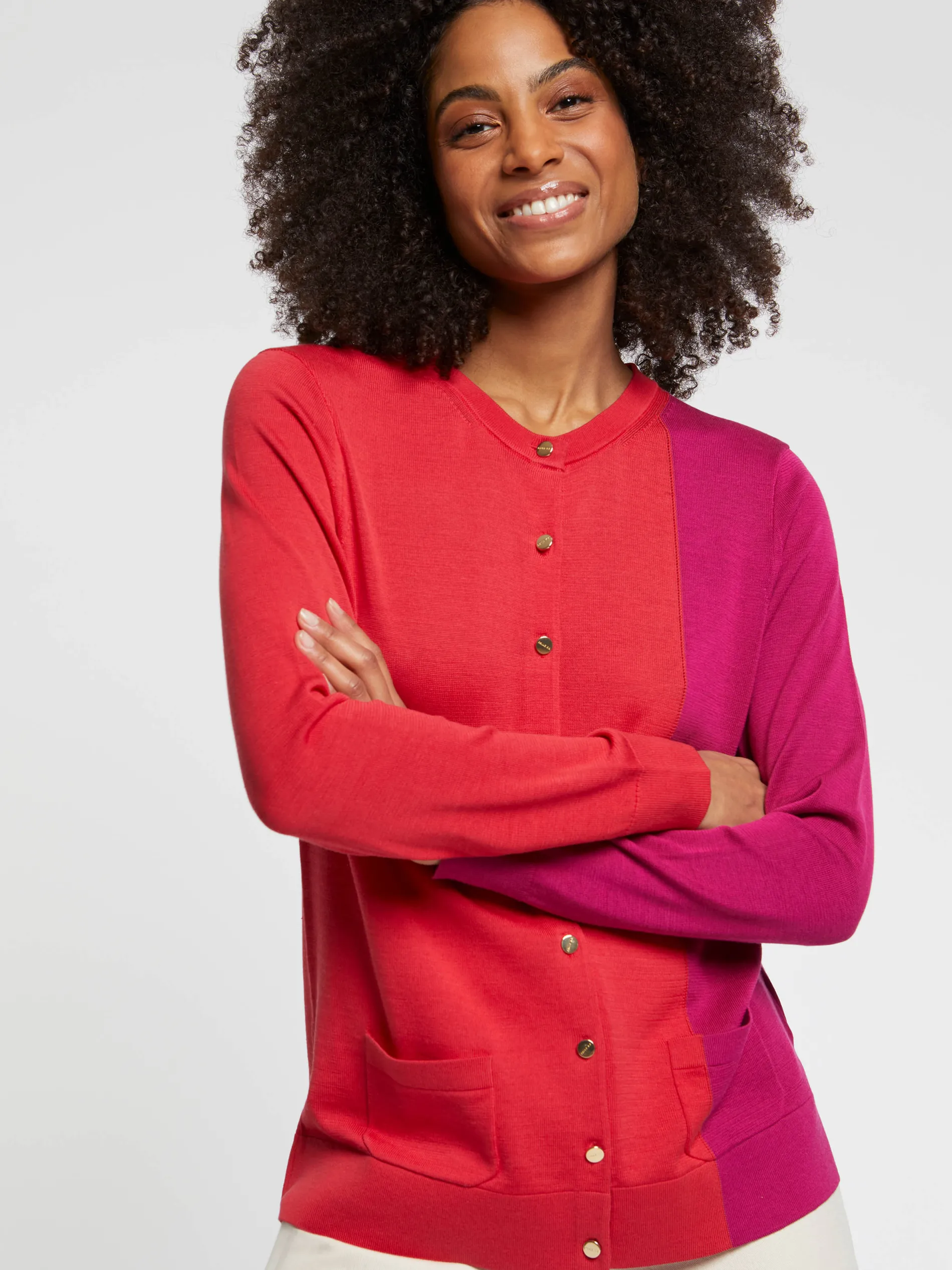 Paule Ka Gilet Bicolore En Soie Et Coton<Femme Pulls Et Cardigans