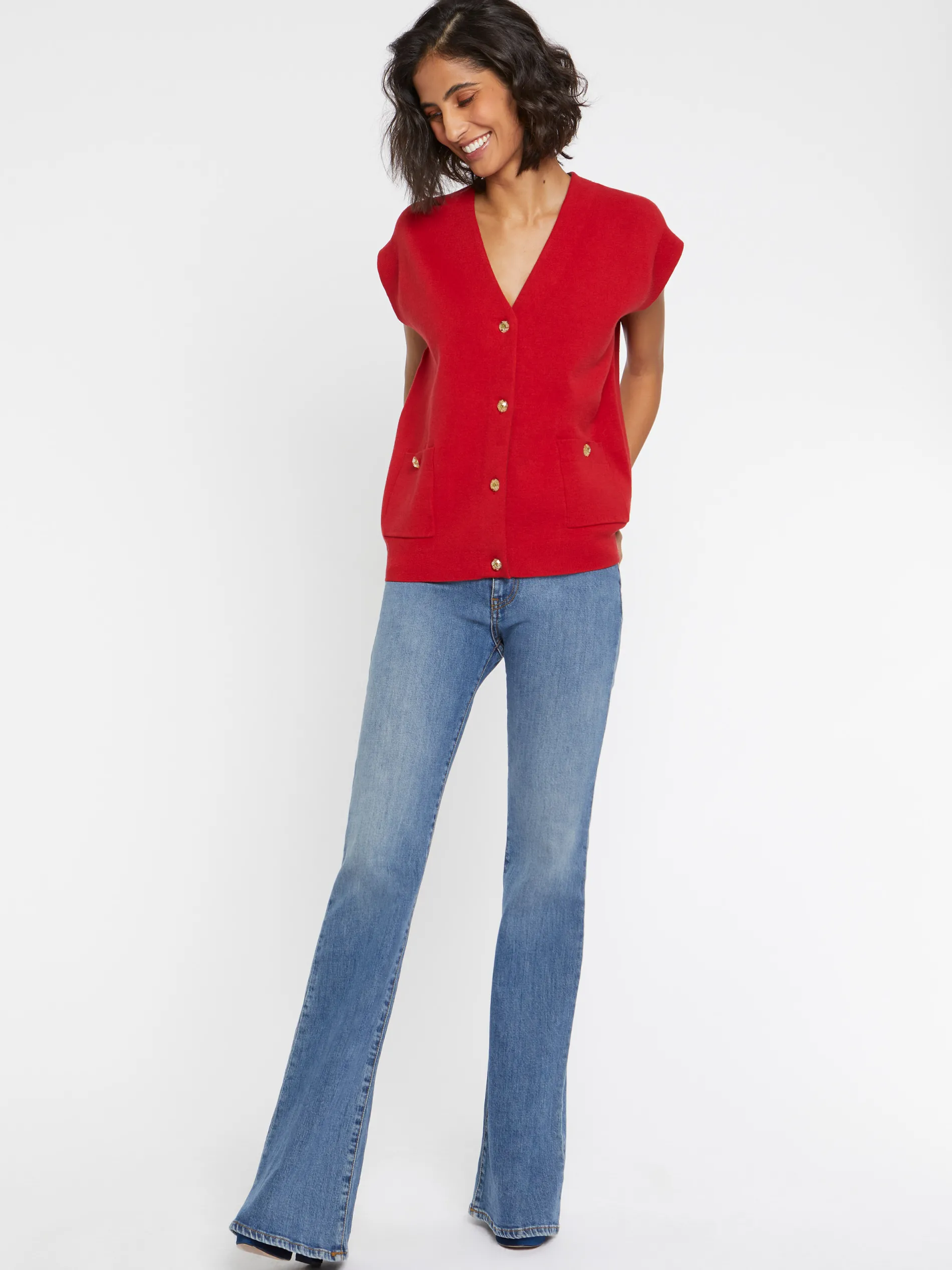 Paule Ka Gilet Sans Manches Double Face A Boutons Bijou<Femme Pulls Et Cardigans