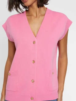 Paule Ka Gilet Sans Manches Double Face A Boutons Bijou<Femme Pulls Et Cardigans