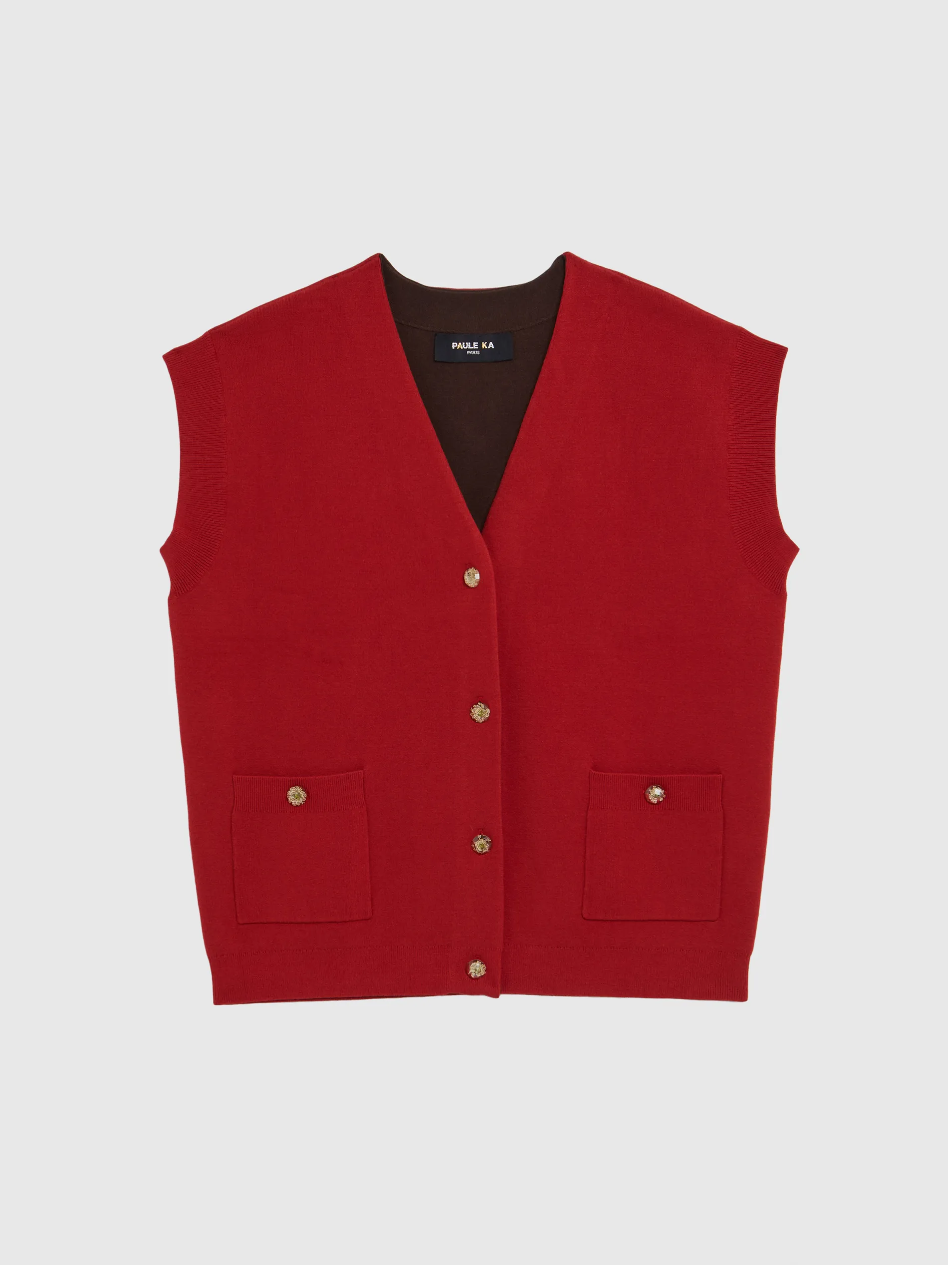Paule Ka Gilet Sans Manches Double Face A Boutons Bijou<Femme Pulls Et Cardigans