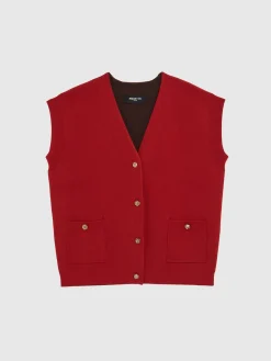 Paule Ka Gilet Sans Manches Double Face A Boutons Bijou<Femme Pulls Et Cardigans
