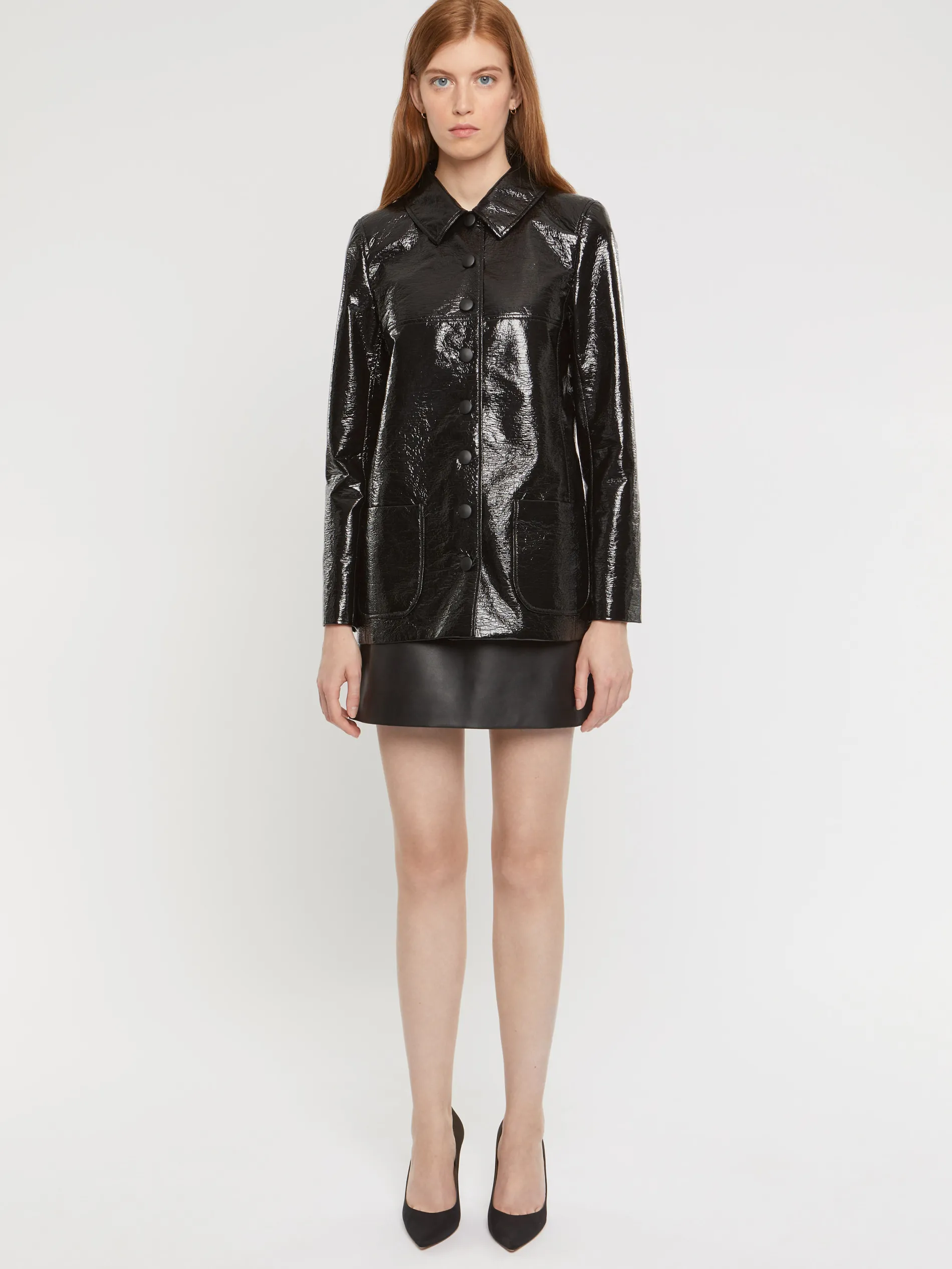 Paule Ka Manteau Court En Vinyle Craquele<Femme Manteaux