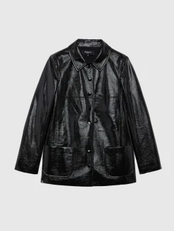 Paule Ka Manteau Court En Vinyle Craquele<Femme Manteaux