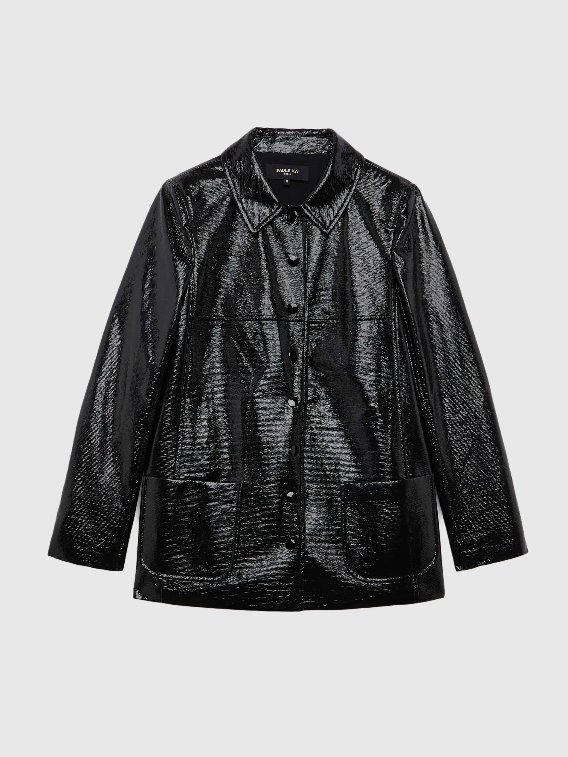 Paule Ka Manteau Court En Vinyle Craquele<Femme Manteaux