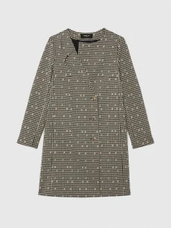 Paule Ka Manteau Croise En Jacquard Pied-De-Coq<Femme Manteaux