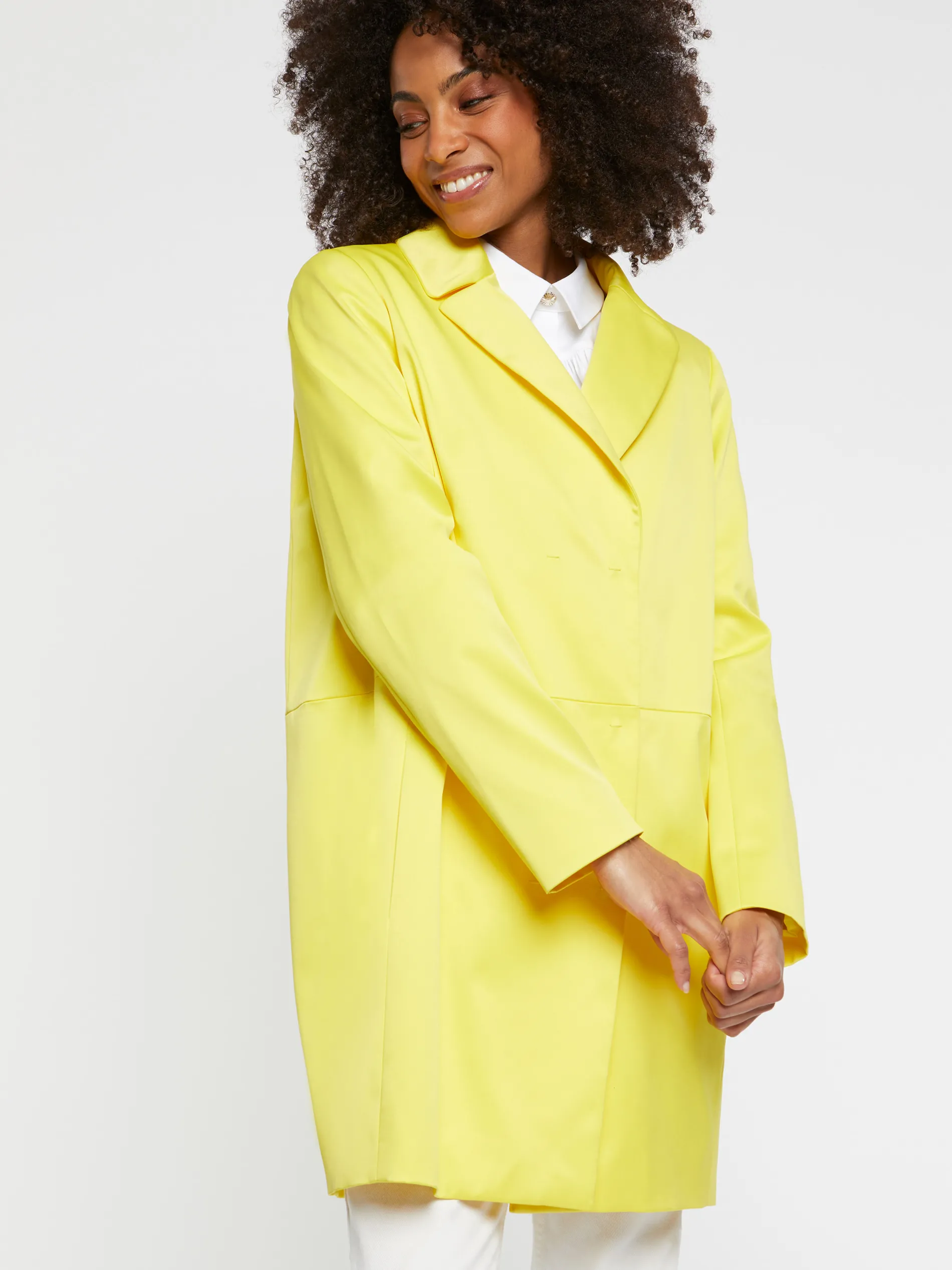 Paule Ka Manteau Droit En Satin Duchesse<Femme Manteaux