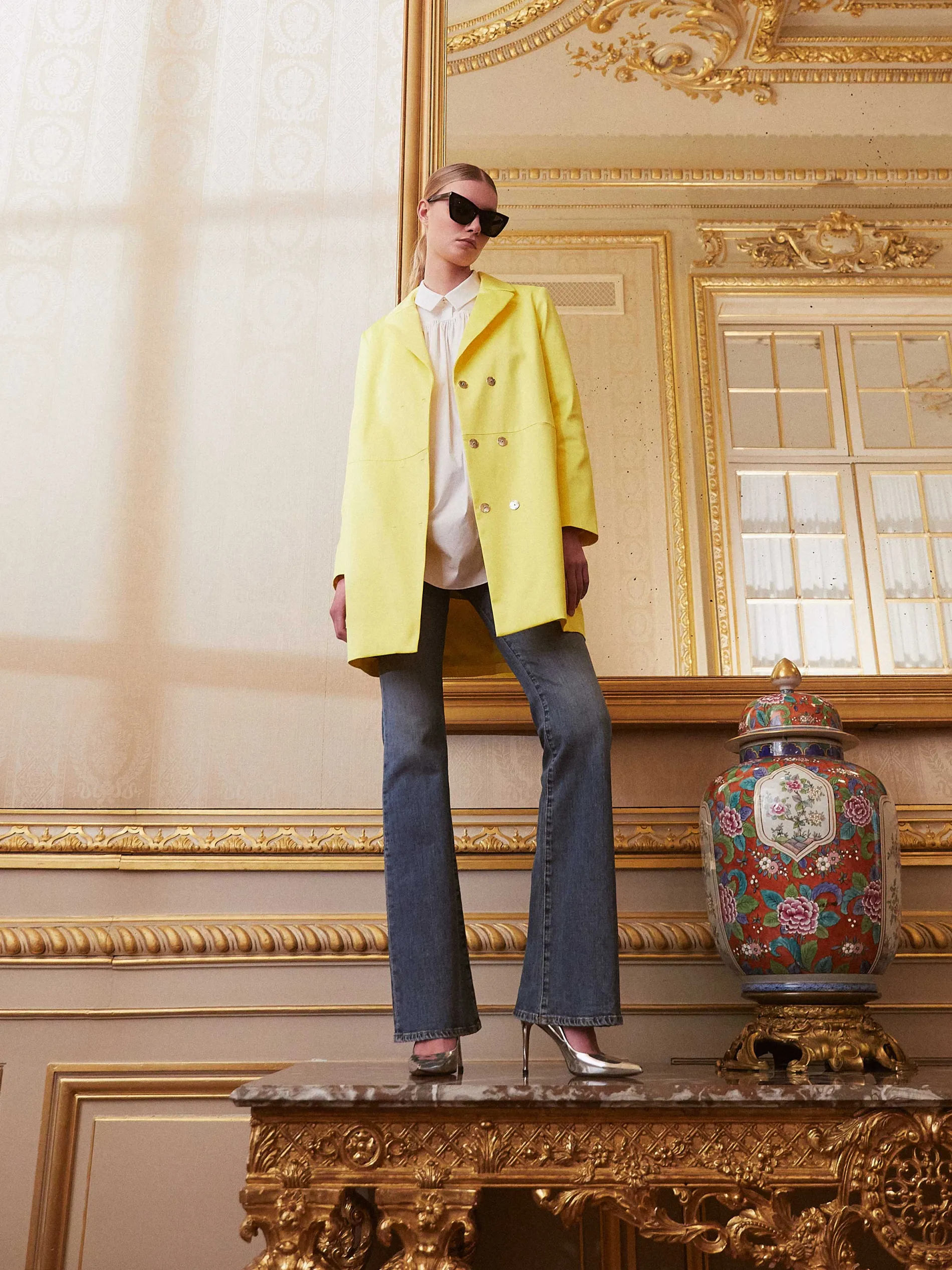 Paule Ka Manteau Droit En Satin Duchesse<Femme Manteaux