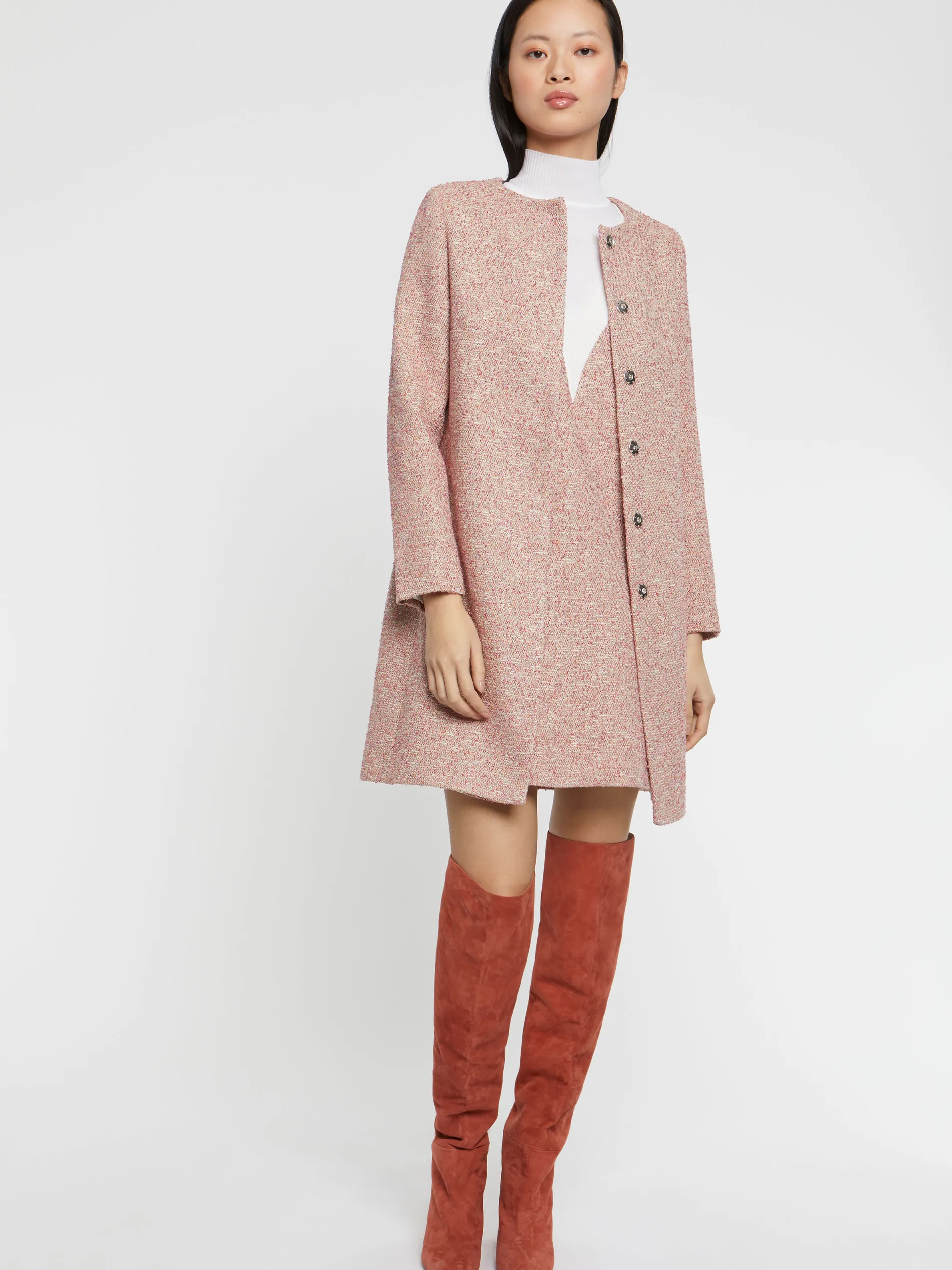Paule Ka Manteau Droit En Tweed Mouchete<Femme Manteaux