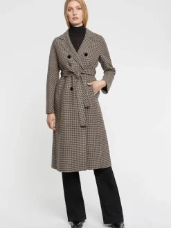 Paule Ka Manteau Long A Motifs Pied-De-Poule En Laine<Femme Manteaux