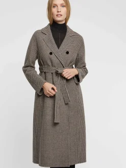 Paule Ka Manteau Long A Motifs Pied-De-Poule En Laine<Femme Manteaux