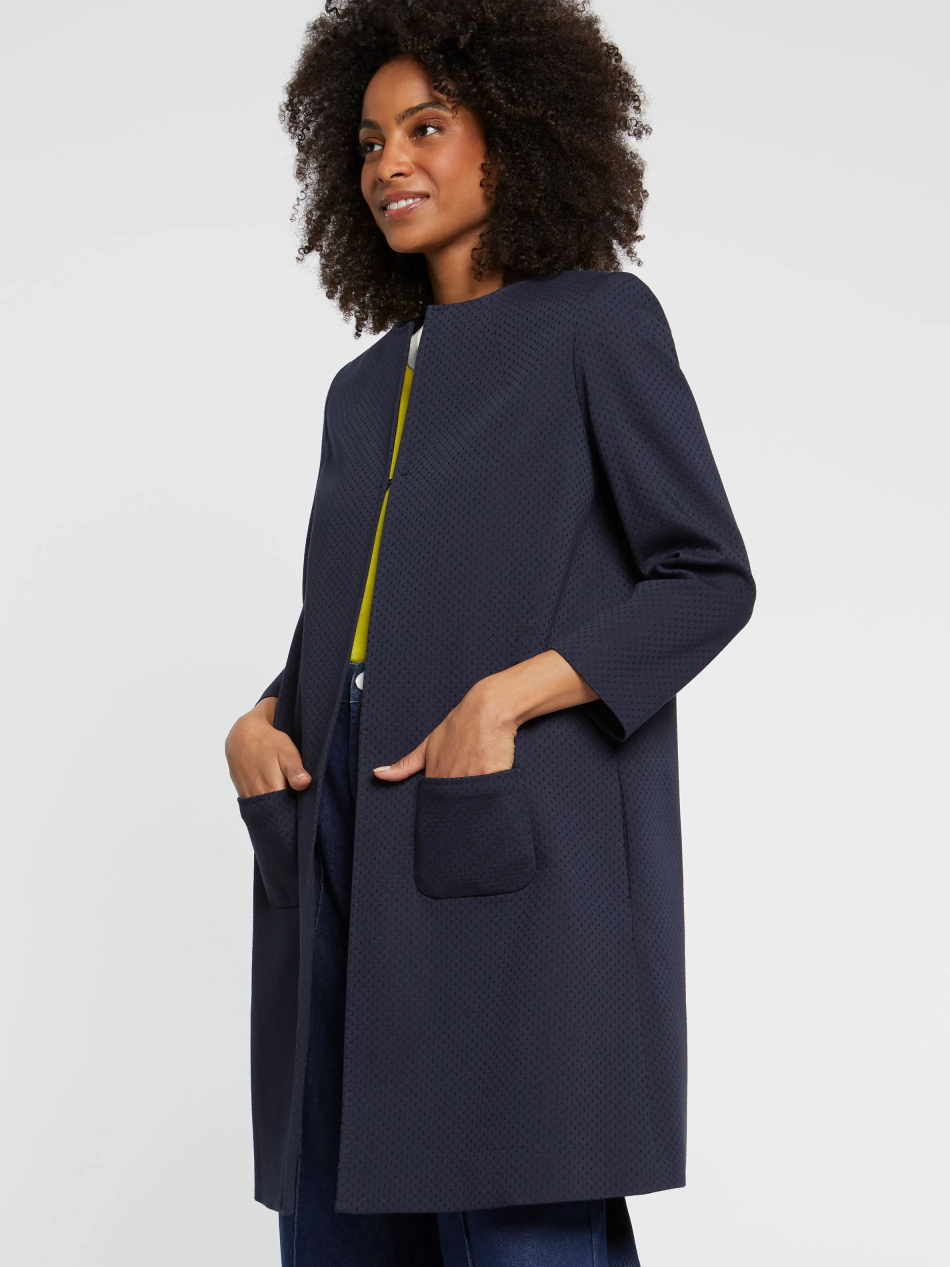 Paule Ka Manteau Mi-Long En Jacquard Plumetis<Femme Manteaux