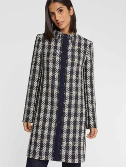 Paule Ka Manteau Mi-Long En Tweed Pied-De-Coq<Femme Manteaux