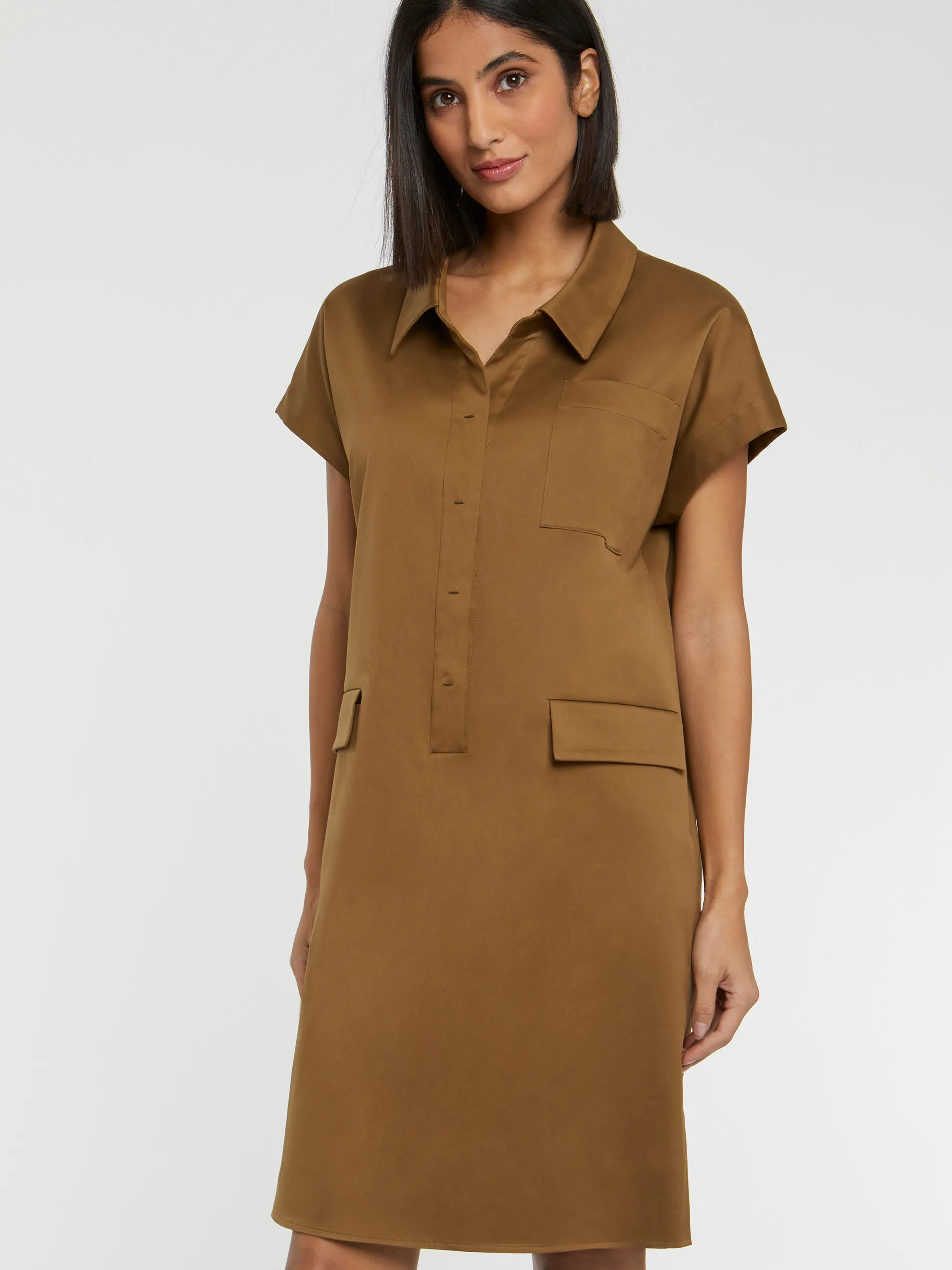 Paule Ka Mini Robe Chemise En Satin De Coton<Femme Robes