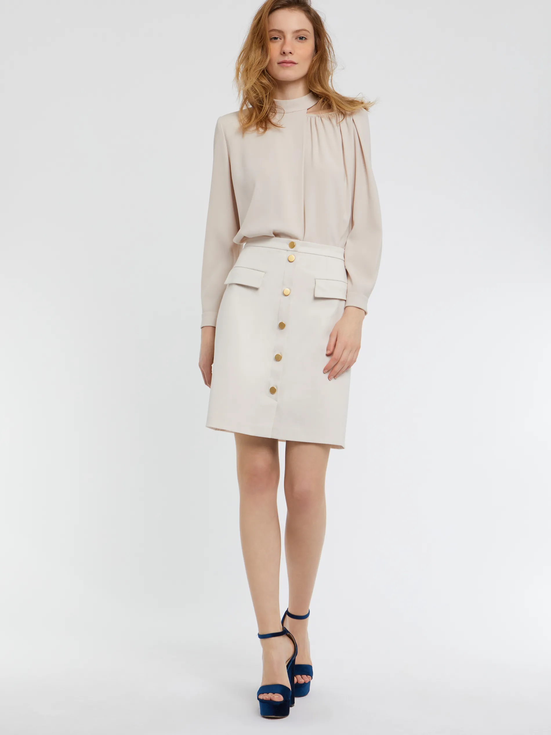 Paule Ka Mini-Jupe Boutonnee En Satin De Coton Stretch<Femme Jupes