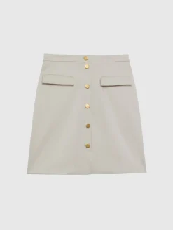Paule Ka Mini-Jupe Boutonnee En Satin De Coton Stretch<Femme Jupes