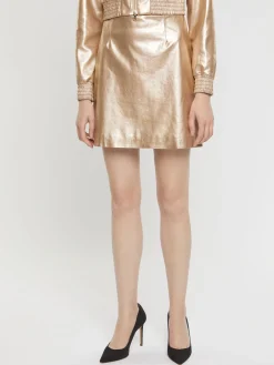 Paule Ka Mini-Jupe En Cuir Metallise<Femme Jupes