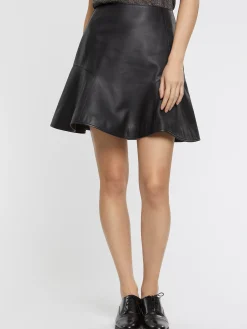 Paule Ka Mini-Jupe Patineuse En Cuir<Femme Jupes