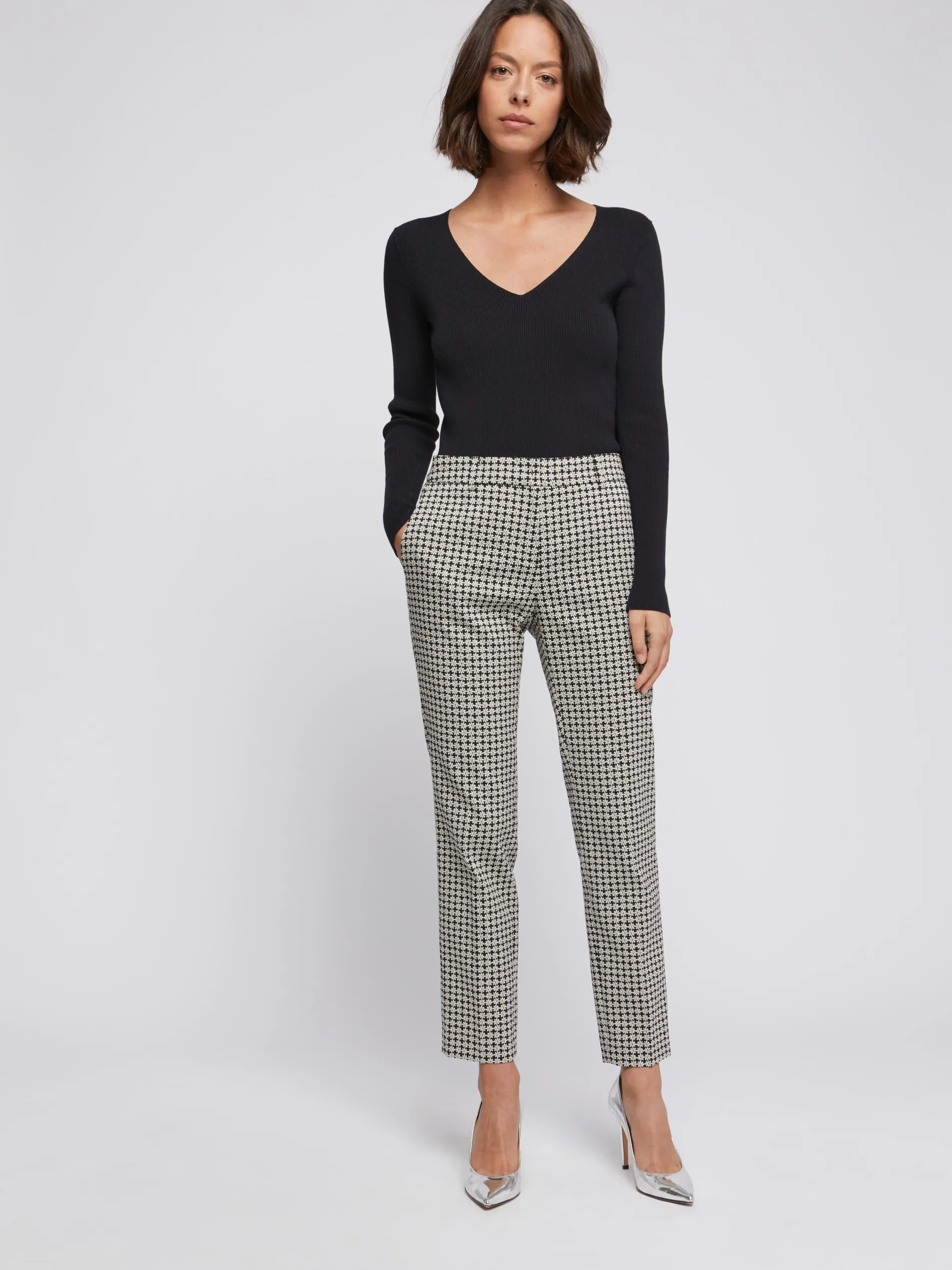 Paule Ka Pantalon Cigarette En Jacquard Imprime Paquerettes<Femme Pantalons Et Combinaisons