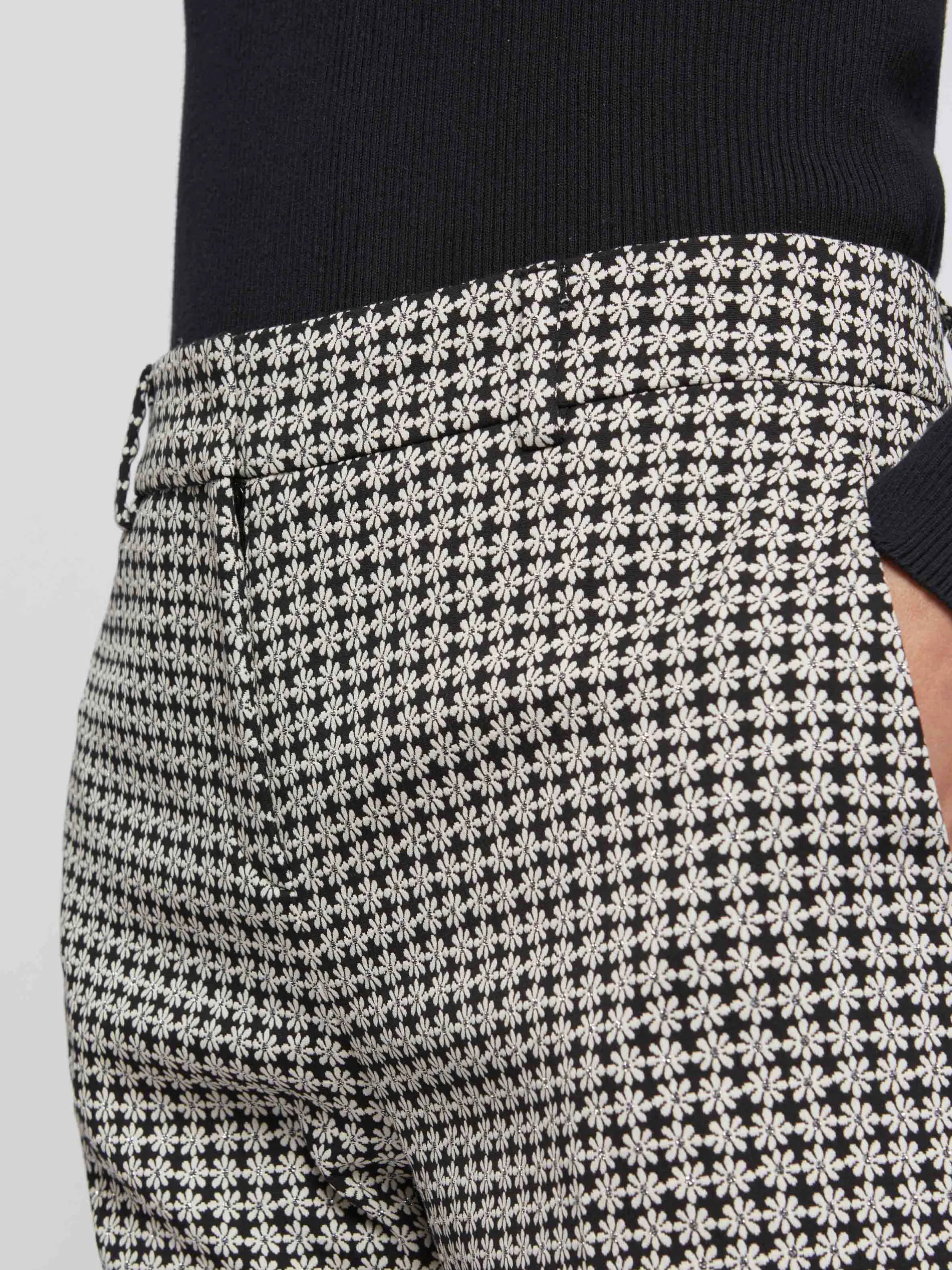 Paule Ka Pantalon Cigarette En Jacquard Imprime Paquerettes<Femme Pantalons Et Combinaisons