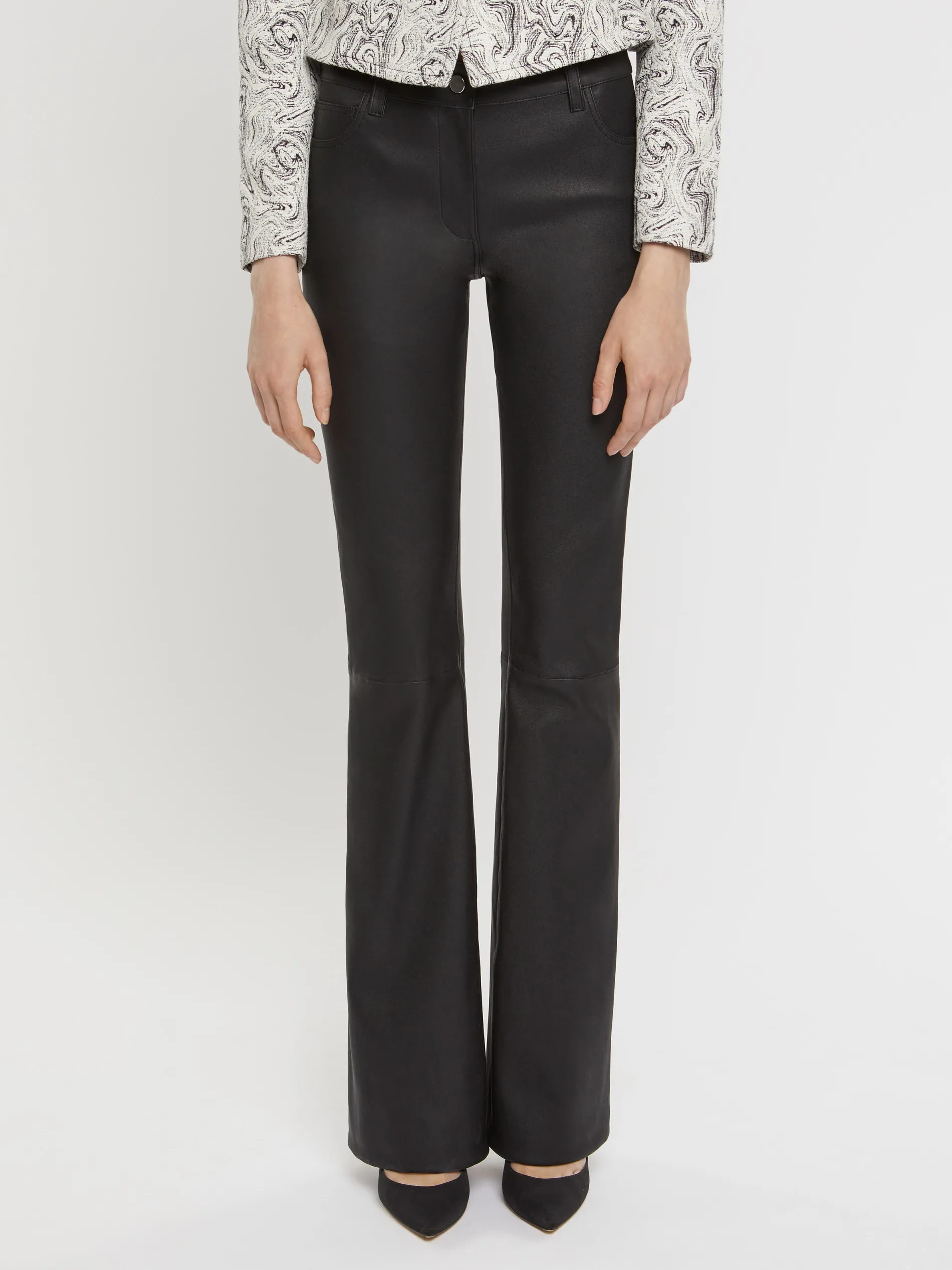 Paule Ka Pantalon Evase En Cuir D'Agneau Stretch<Femme Pantalons Et Combinaisons