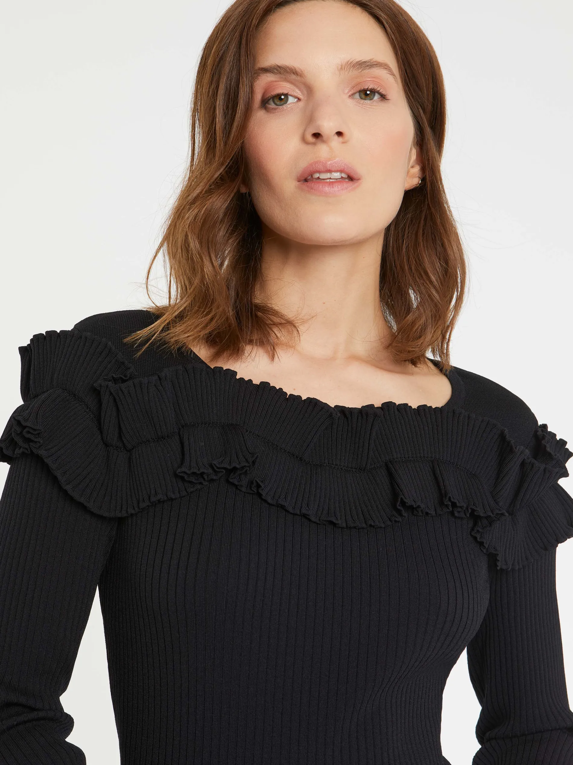 Paule Ka Pull A Volant En Maille Viscose<Femme Pulls Et Cardigans