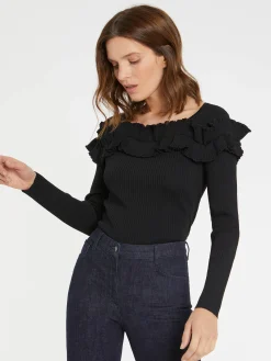 Paule Ka Pull A Volant En Maille Viscose<Femme Pulls Et Cardigans