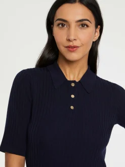 Paule Ka Pull Polo En Laine En Maille Cotelee<Femme Pulls Et Cardigans