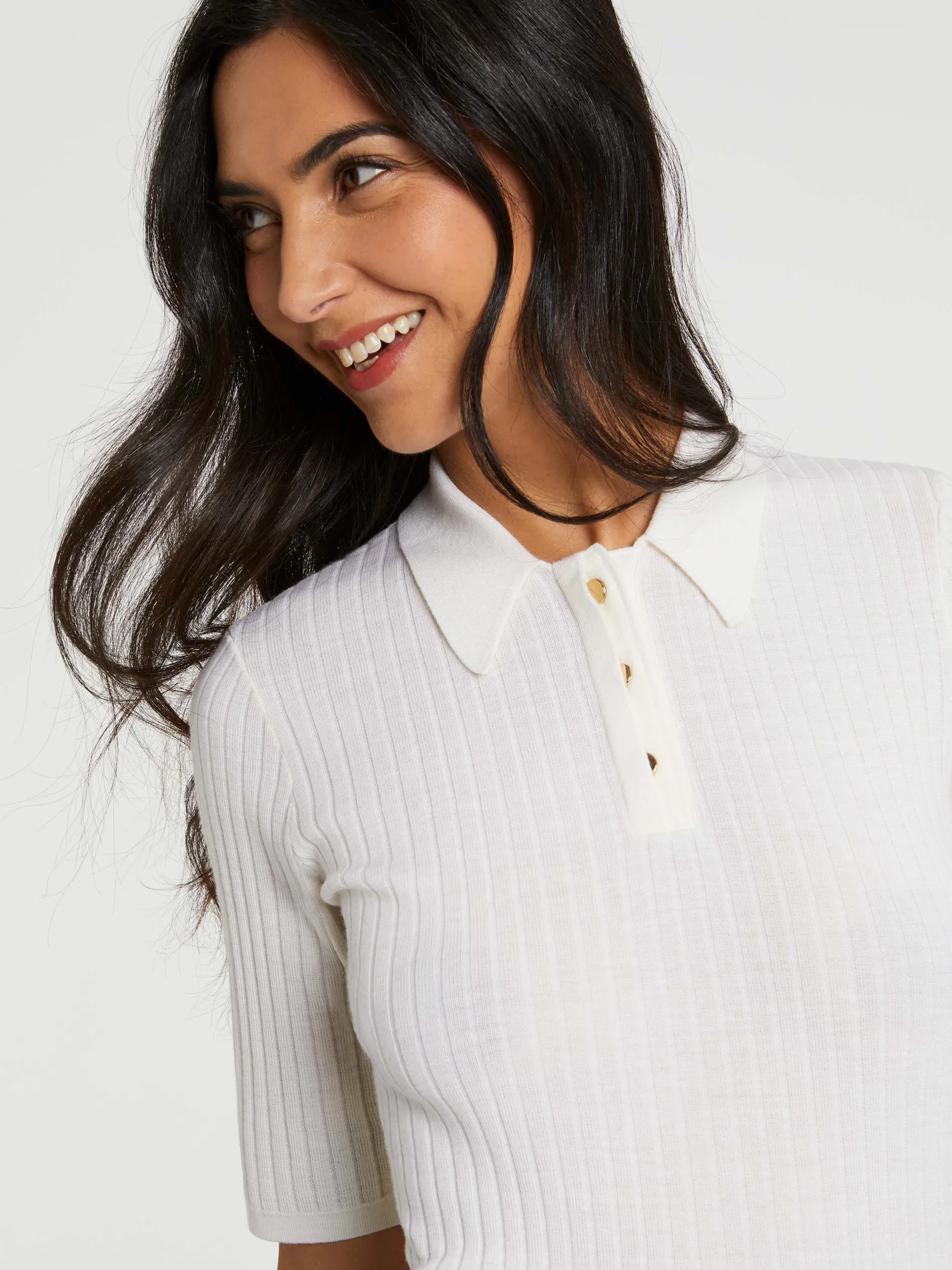Paule Ka Pull Polo En Laine En Maille Cotelee<Femme Pulls Et Cardigans