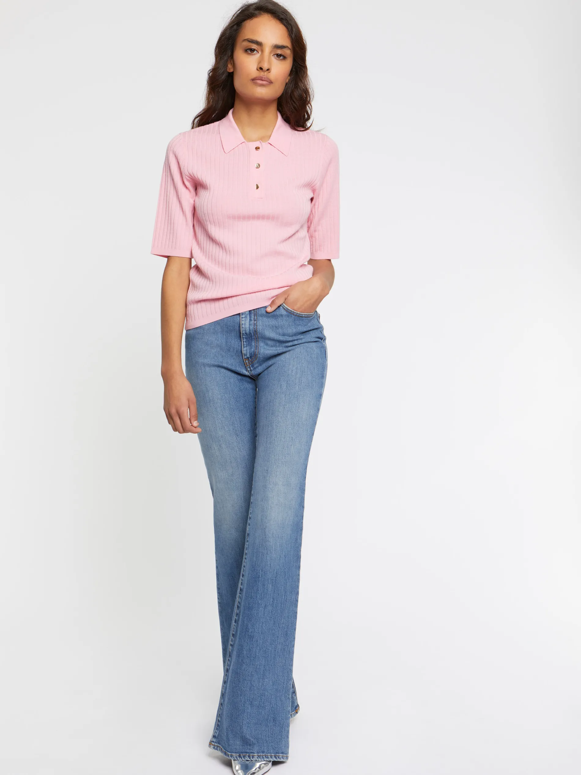 Paule Ka Pull Polo En Laine En Maille Cotelee<Femme Pulls Et Cardigans