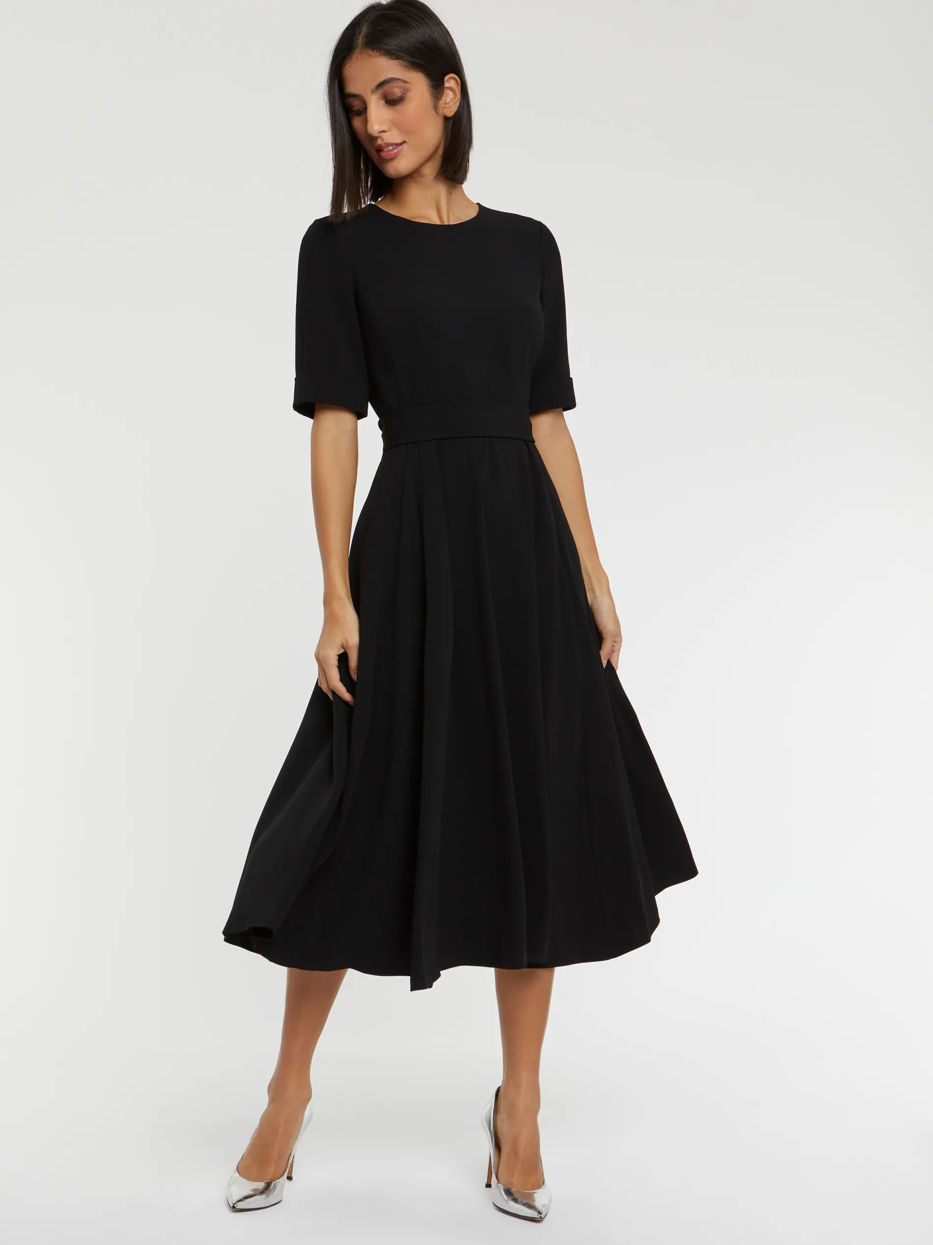 Paule Ka Robe Midi Ceinturee En Crepe Envers Satin<Femme Robes