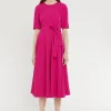 Paule Ka Robe Midi Ceinturee En Crepe Envers Satin<Femme Robes