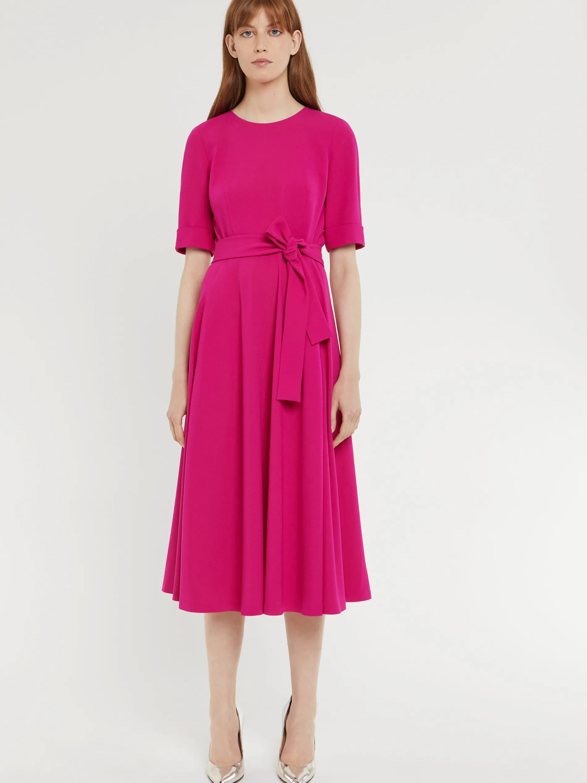 Paule Ka Robe Midi Ceinturee En Crepe Envers Satin<Femme Robes