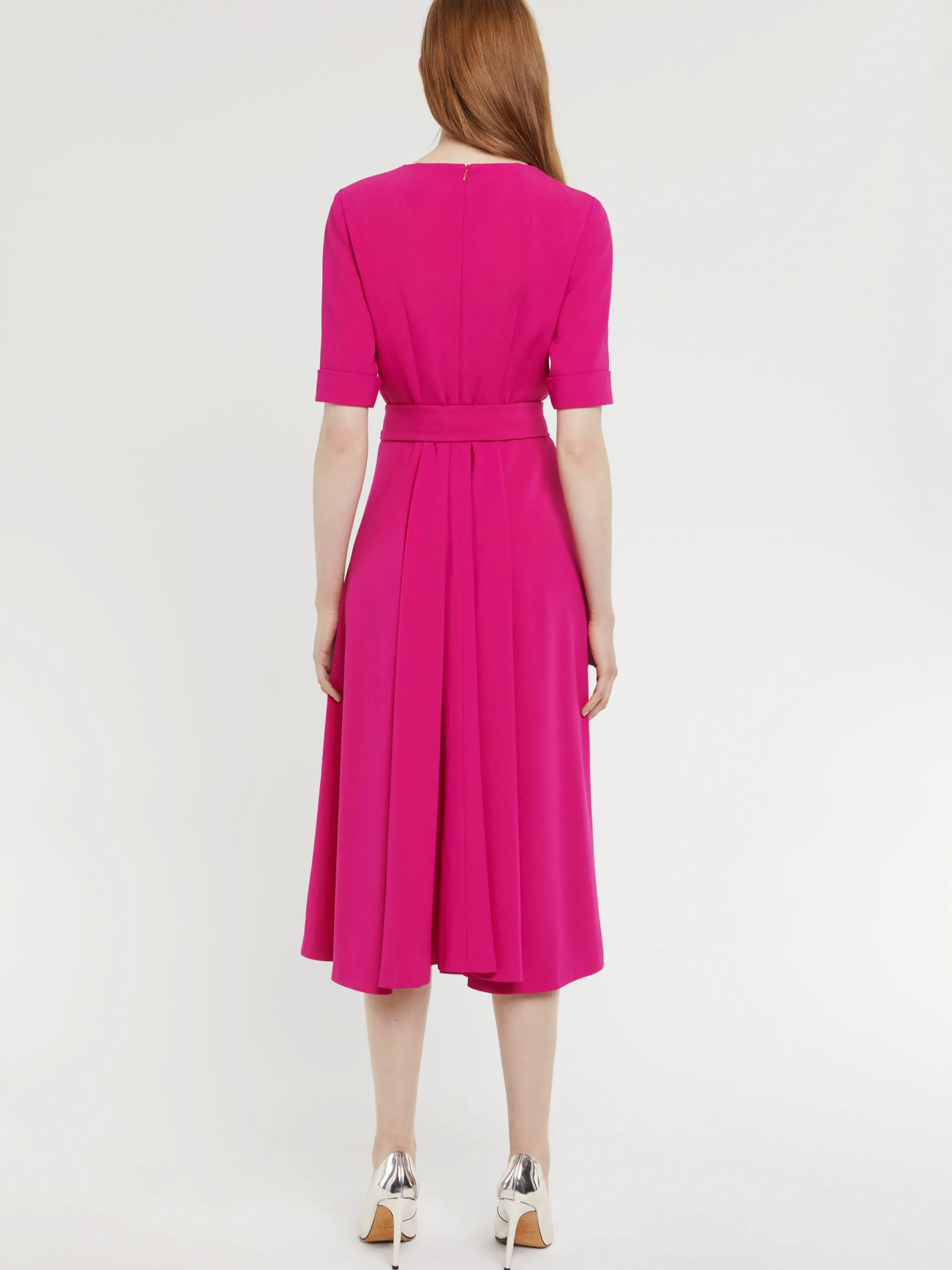 Paule Ka Robe Midi Ceinturee En Crepe Envers Satin<Femme Robes