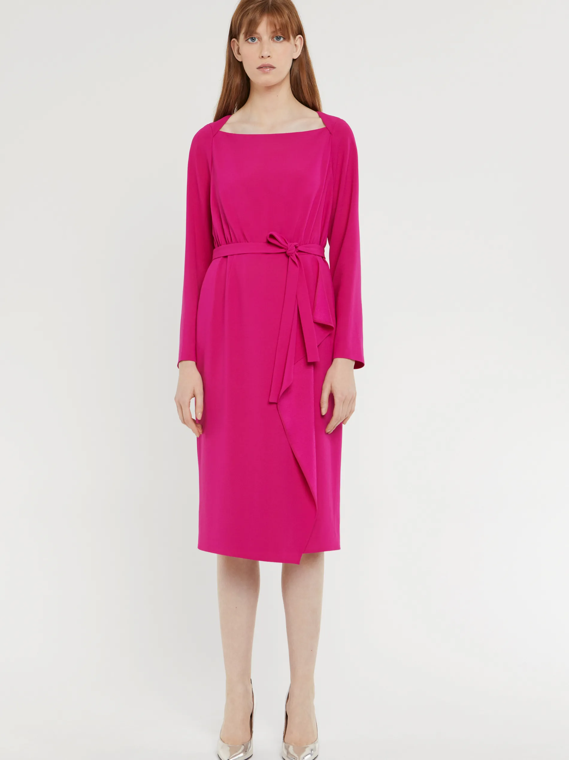 Paule Ka Robe Mi-Longue A Pan Ceinturee En Crepe Envers Satin<Femme Robes
