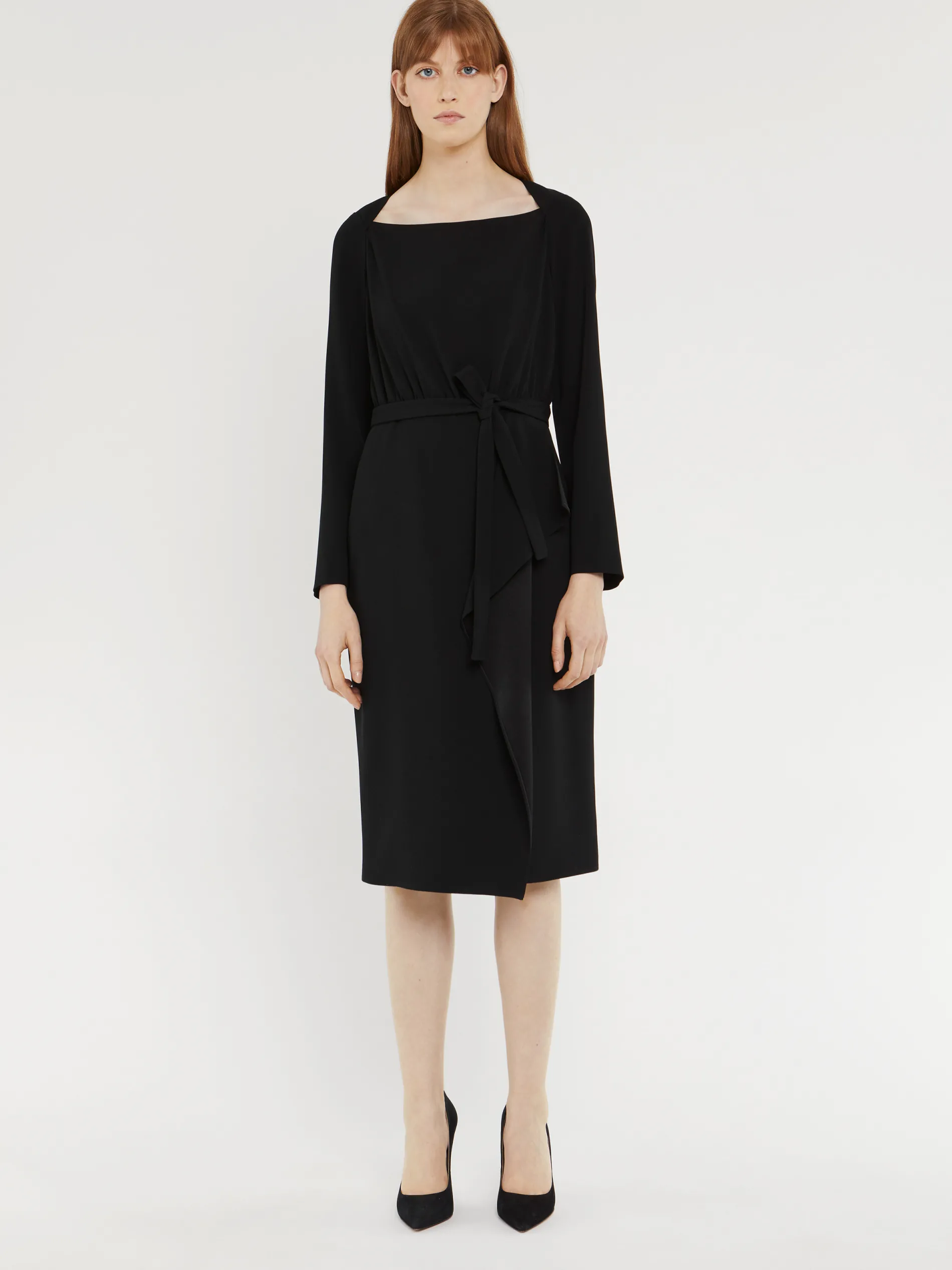 Paule Ka Robe Mi-Longue A Pan Ceinturee En Crepe Envers Satin<Femme Robes