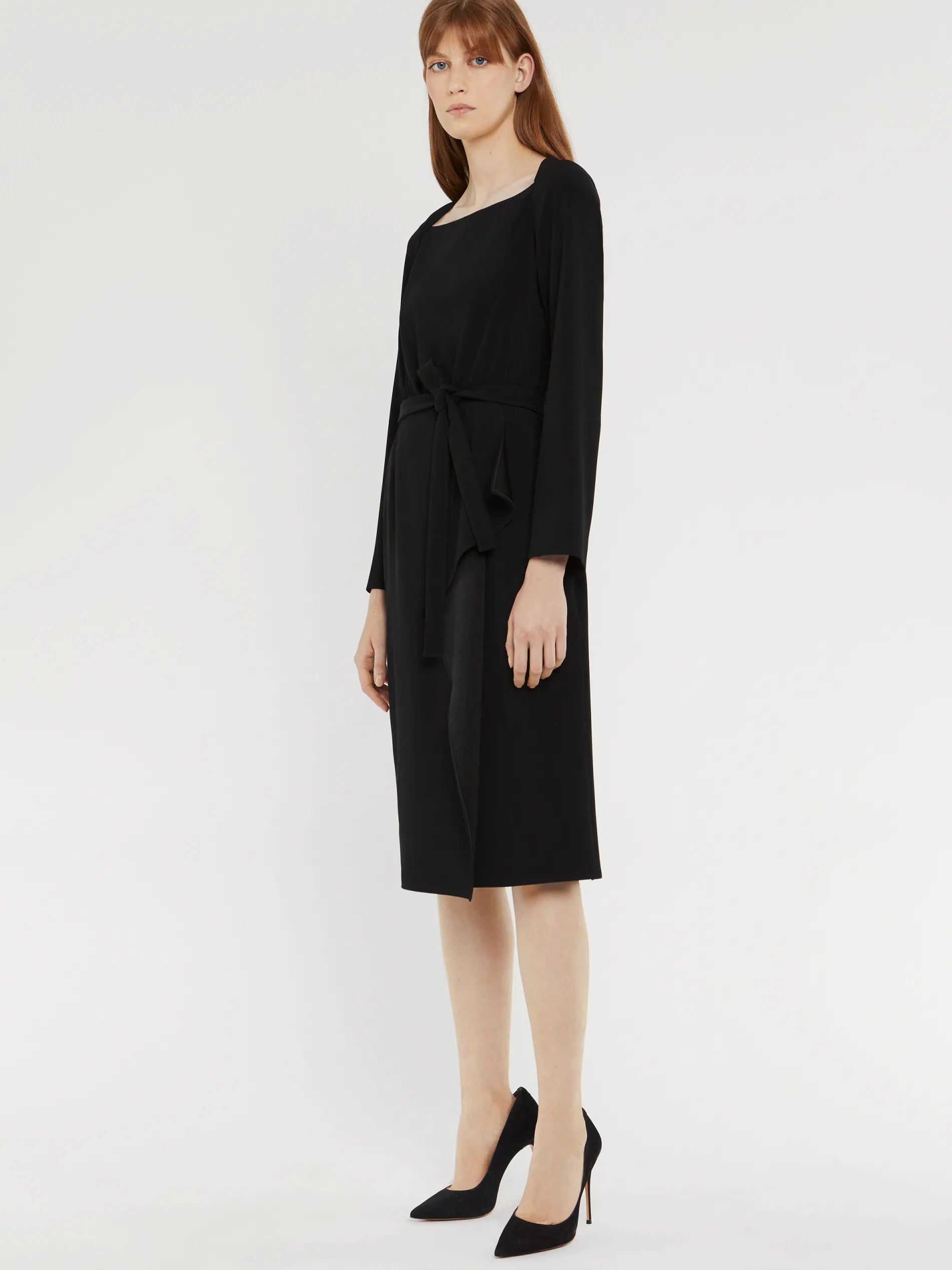 Paule Ka Robe Mi-Longue A Pan Ceinturee En Crepe Envers Satin<Femme Robes
