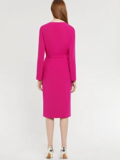 Paule Ka Robe Mi-Longue A Pan Ceinturee En Crepe Envers Satin<Femme Robes