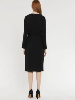 Paule Ka Robe Mi-Longue A Pan Ceinturee En Crepe Envers Satin<Femme Robes