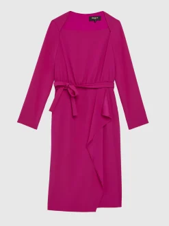 Paule Ka Robe Mi-Longue A Pan Ceinturee En Crepe Envers Satin<Femme Robes