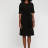 Paule Ka Robe Mi-Longue Drapee En Jersey Ottoman<Femme Robes