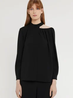 Paule Ka Top A Encolure Graphique En Crepe Envers Satin<Femme Tops